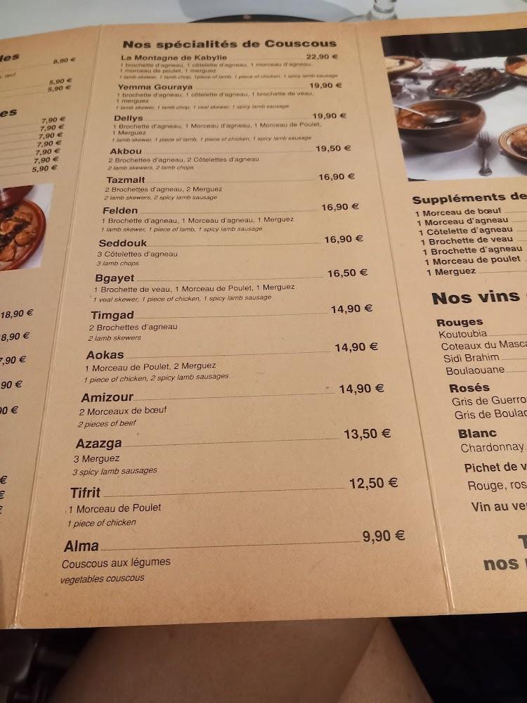 Le Soleil de Kabylie - Menu Image 3