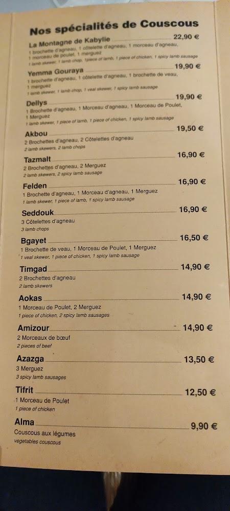 Le Soleil de Kabylie - Menu Image 4
